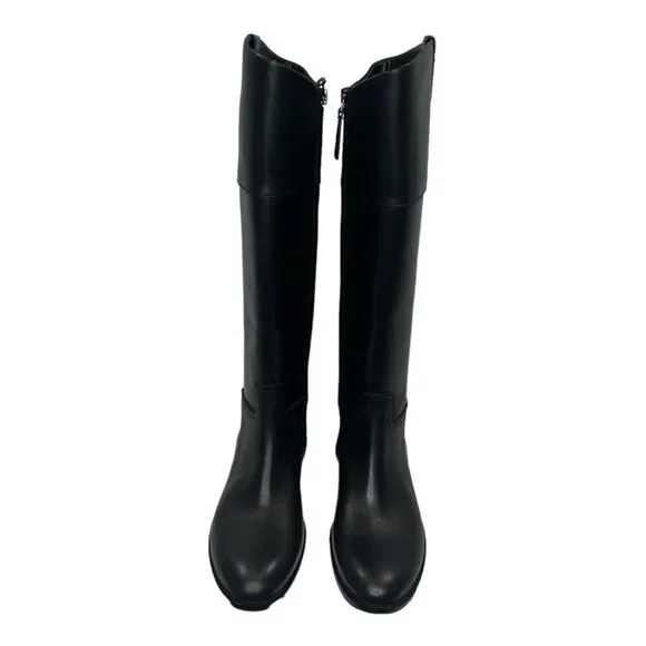 NWT TORY BURCH Double T Riding Black Leather Boots Size 7 $ 579.00